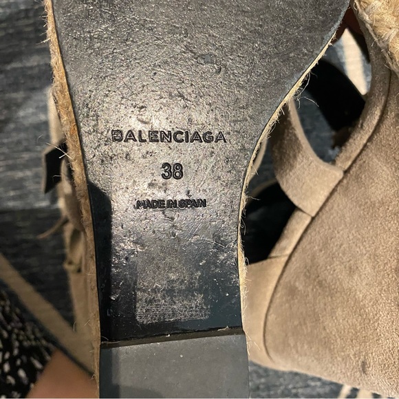 Balenciaga Grey Suede Espadrille Wedge Sandals 8 - Picture 8 of 9